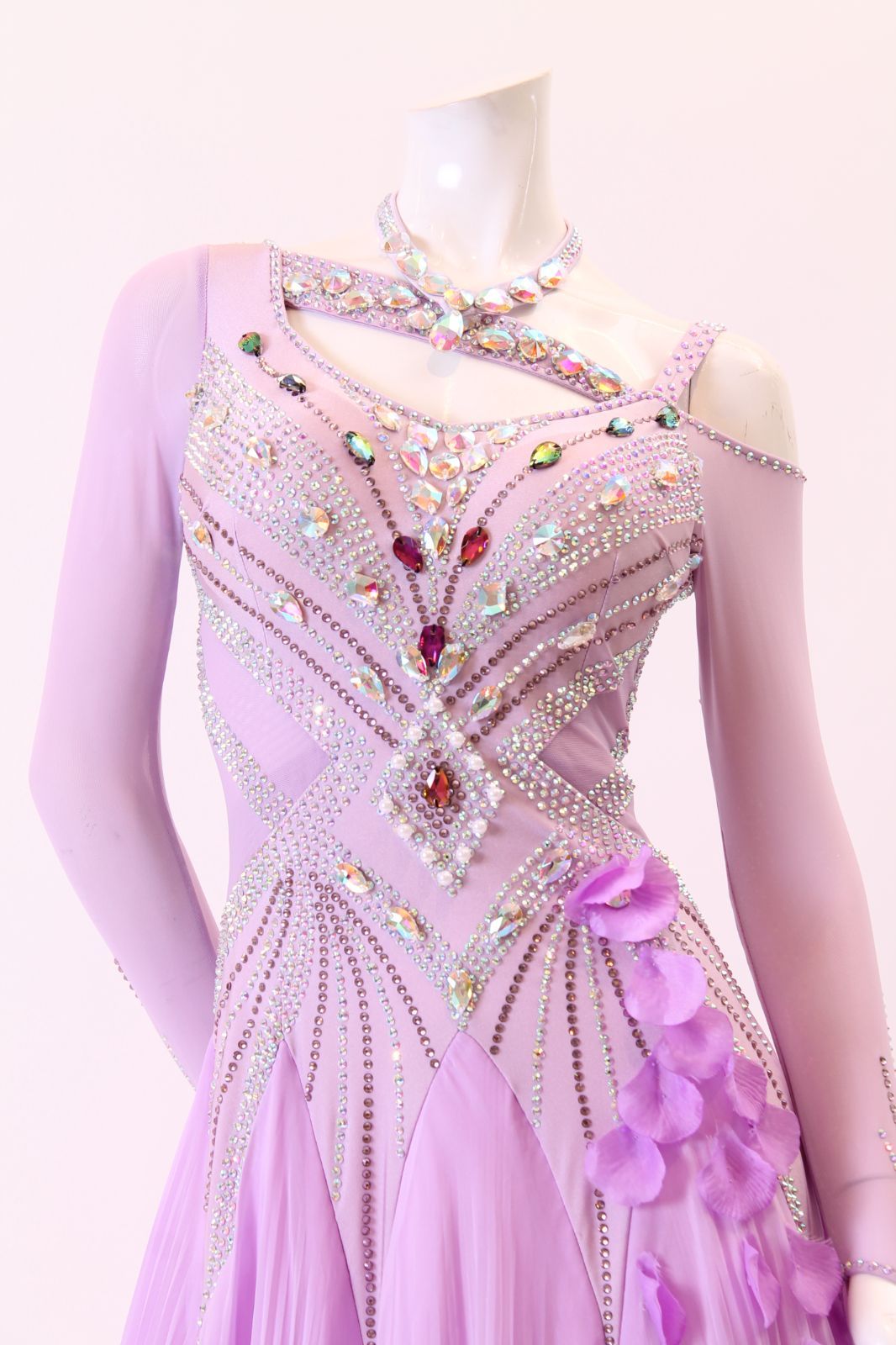 ドレス うす紫 Lサイズ コンテスト 発表会 パーティ ナイトドレス オーダーメイド対応可