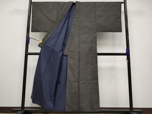 平和屋本店■極上　男性　紬　アンサンブル　色無地　黒橡色地　逸品　CYAA2185s5 平和屋本店□極上 男性 紬 アンサンブル 色無地 黒橡色地 逸品