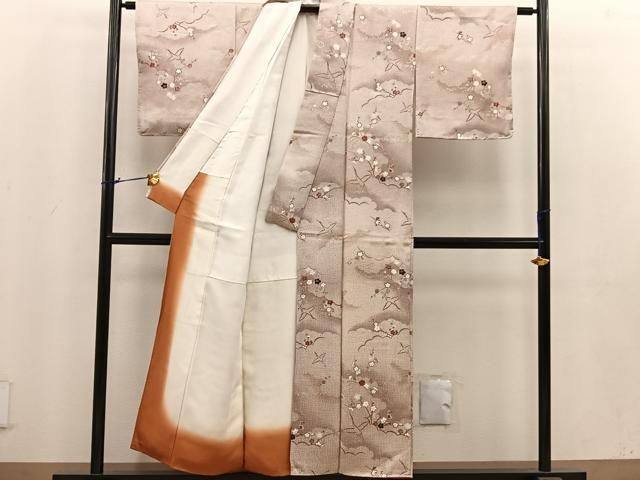 平和屋着物□上質な小紋 飛鶴枝梅文 金銀彩 正絹 逸品