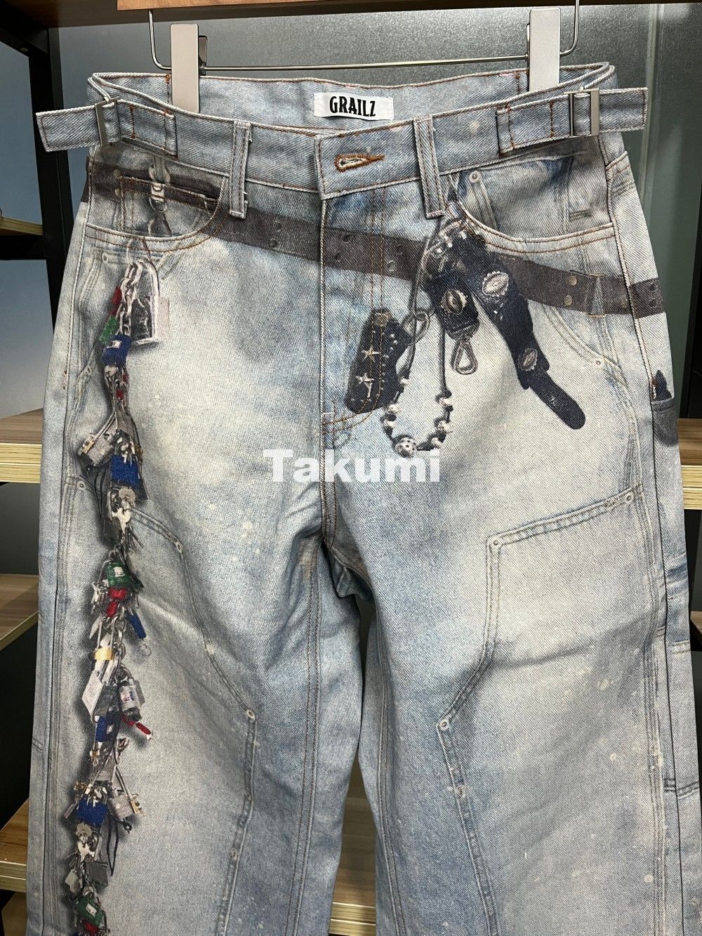 GRALIZ キーチェーントロンプルイユデニムパンツ　PROJECT G/R GRALIZ PROJECT G/R キーチェーン デニムパンツ キーホルダー