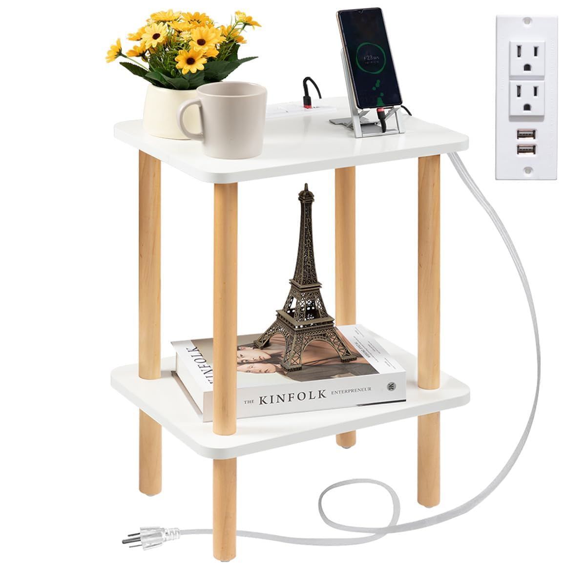 【人気商品】サイドテーブル、ミニ 小さいテーブル リビングルーム ベッドルーム モダンホームデコ スモールエンドテーブル バルコニー FORAOFUR オフィス用 ミニマリスト 木製アクセントテ