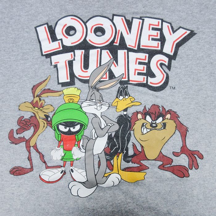 XL/古着 半袖 Tシャツ メンズ ルーニーテューンズ LOONEY TUNES マービンザマーシャン ダフィーダック 大きいサイズ クルーネック グレー 