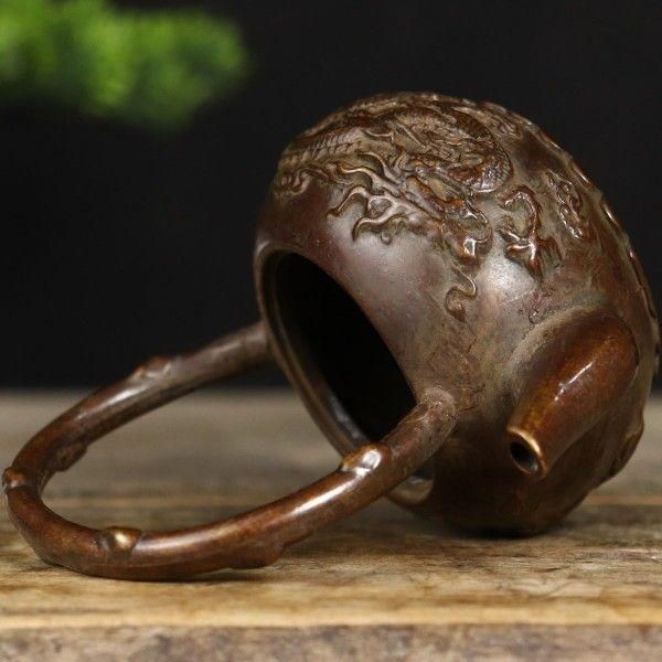 銅器 龍鳳提梁茶壺 茶道具 煎茶道具 浮き彫り 工芸品 美術品 銅器 龍鳳提梁茶壺 茶道具 煎茶道具 浮き彫り 工芸品 美術品