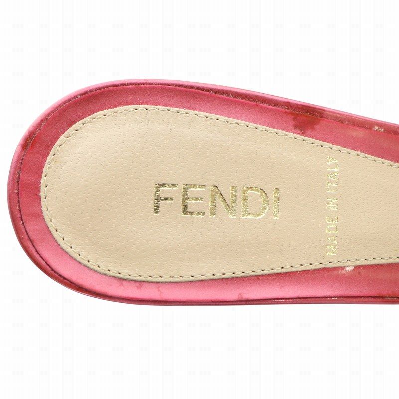 フェンディ FENDI ミュール サンダル オープントゥ ハイヒール ロゴ