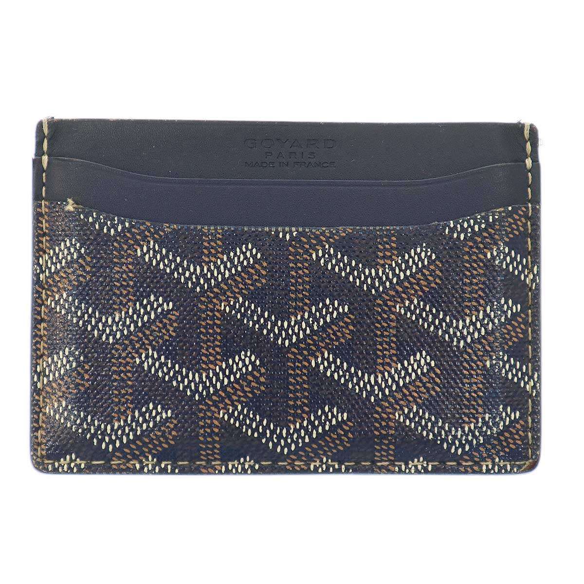 GOYARD ゴヤール ヘリンボーン サンシュルピス レザーカードケース ネイビー
