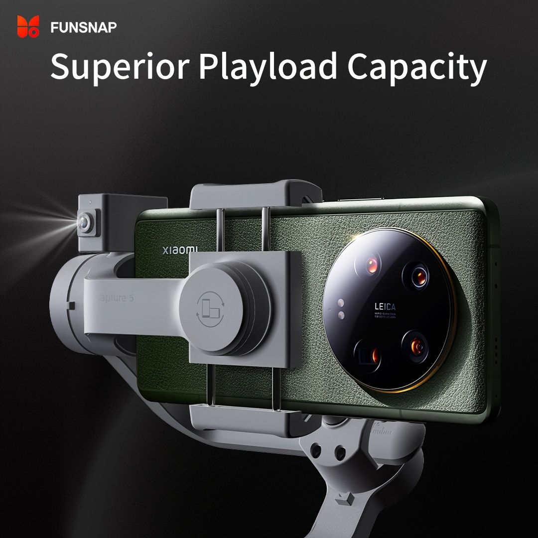 Funsnap Capture 5 Combo Kit 3軸スマートフォンギンバルスタビライザー LCDディスプレイ 360°回転 な抗シェイクフォンVlogギンバル AIアクティブトラッカーセンサーモジュールミニトリポッド 400gペイロード置き換え i