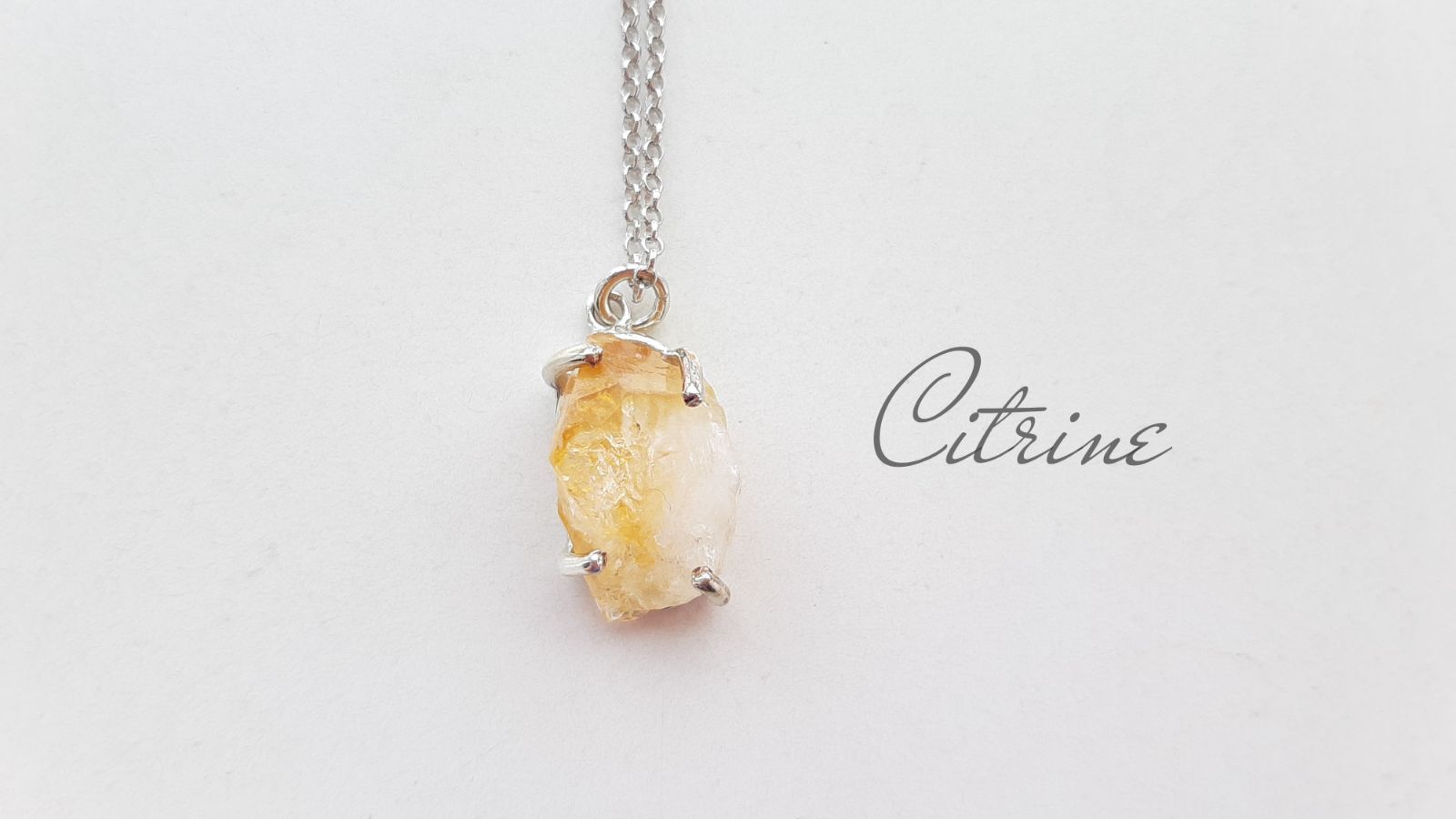 New『Citrine』世界でひとつの天然石ネックレスsv925+プラチナ仕上げ ...