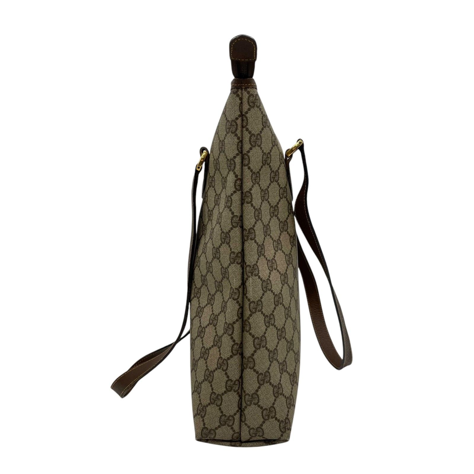 GUCCI トートバッグGG スプリームPVC レザーベージュ金具肩掛