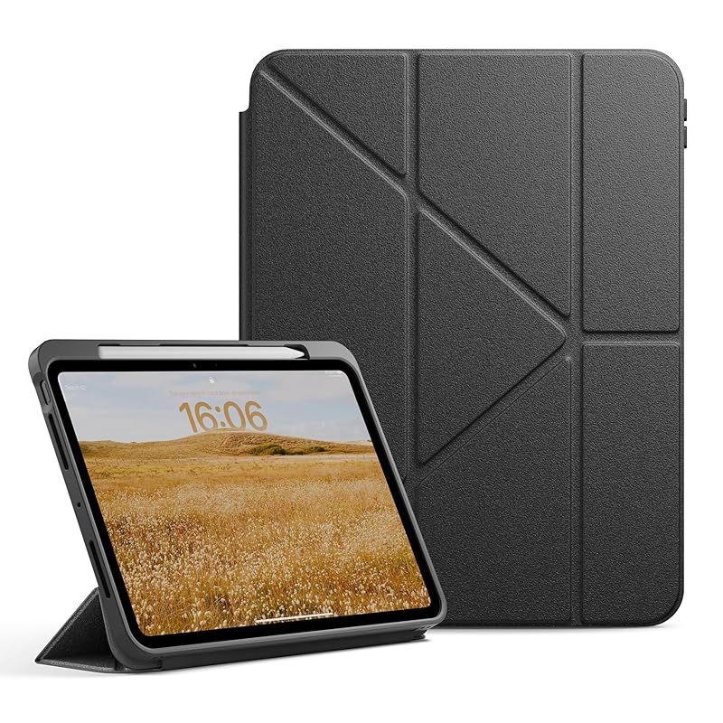 Native Union Active Case for iPad 軽量で耐久性のある4-in-1スタンドケース マットTPUバック Apple Pencilホルダー付き 自動ウェイク スリープ機能対応マグネットカバー ブラック 1
