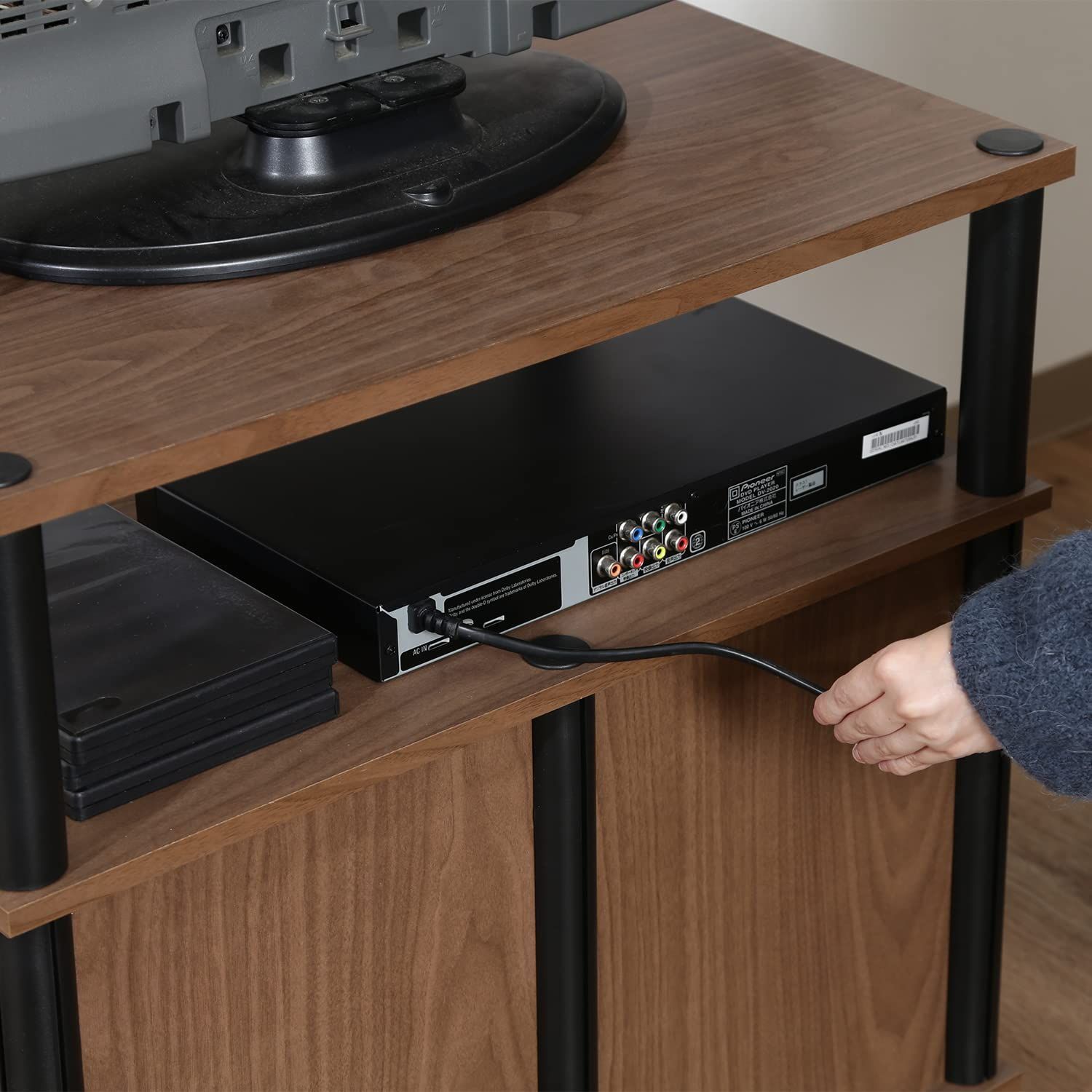 在庫処分】組立商品 扉収納付き TVラック 木目調 97527 ブラウン