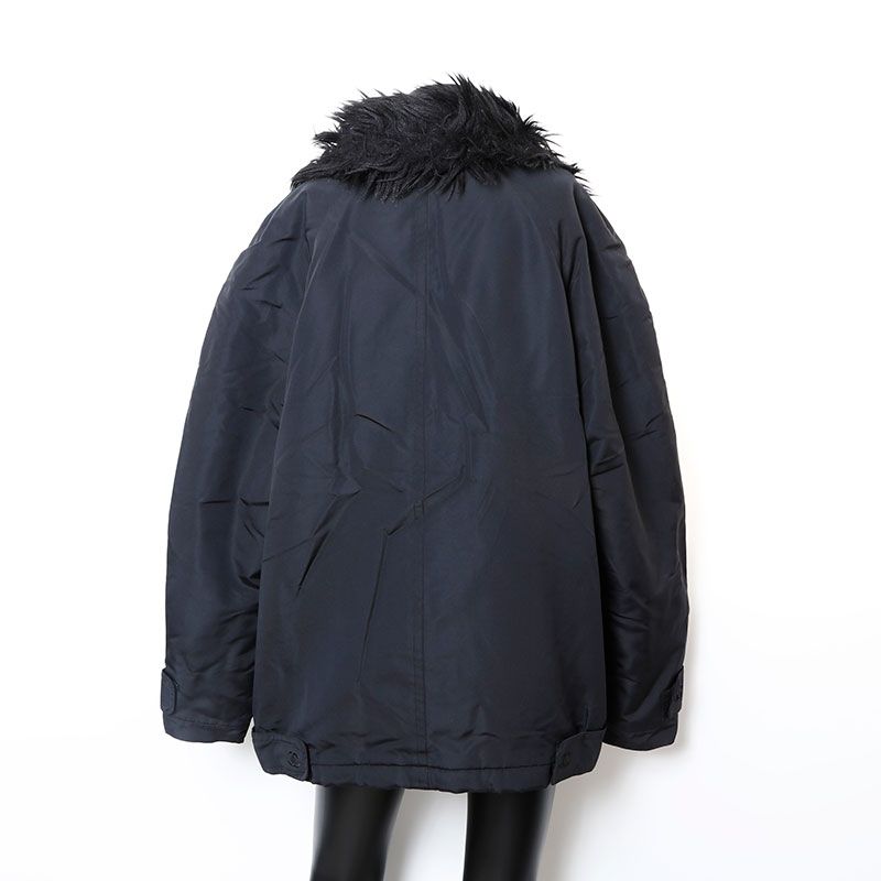 CHANEL シャネル コート Size42 ナイロン シルク ファー付き ブルゾン  