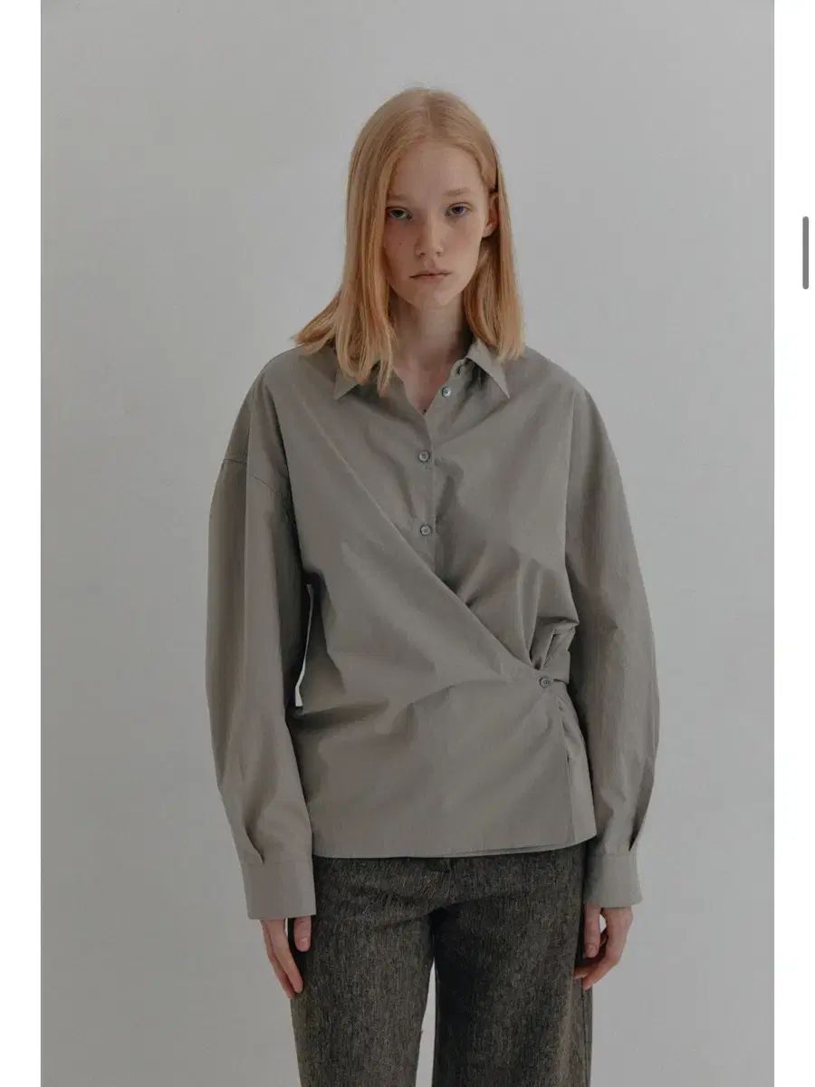 ペブル M アシンメトリー シャーリング シャツ グレー Free Size