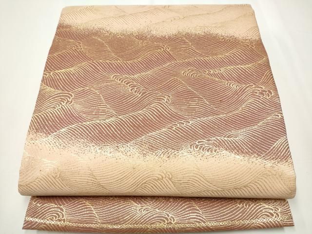 平和屋着物●西陣 織楽浅野 全通柄袋帯 立浪文 金糸 正絹 CAAY2481hy