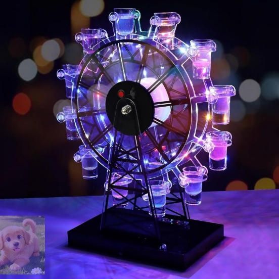観覧車 12カップ LED酒ボトルの表示棚 バーホテルLED酒棚の表示棚 LED酒グラス 収納ラック KTVナイトクラブに最適 子供のパーテ