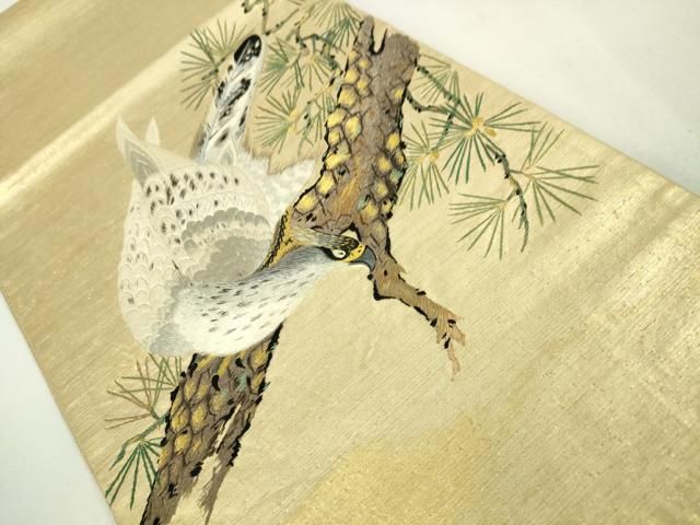 平和屋本店□極上 アンティーク 大正ロマン 九寸開き名古屋帯 総手刺繍  