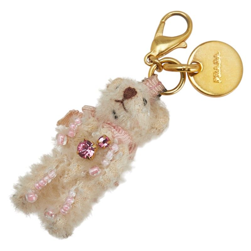 PRADA テディベア型キーホルダー ピンク PRADA Teddy テディ ベア キーリング ロゴ バッグ チャーム