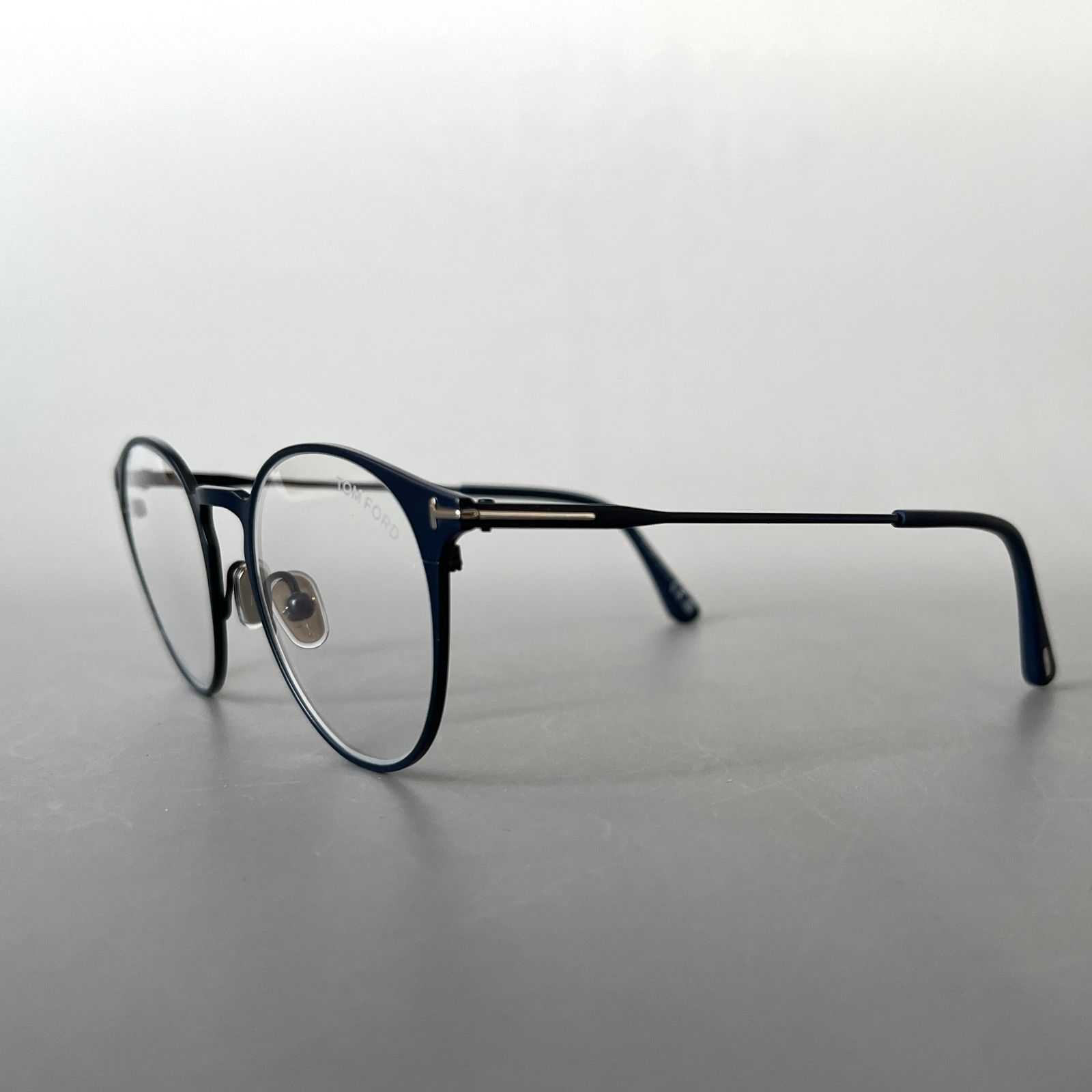 トムフォード メガネ クラシカル オーバル ガンメタ ネイビー グレー