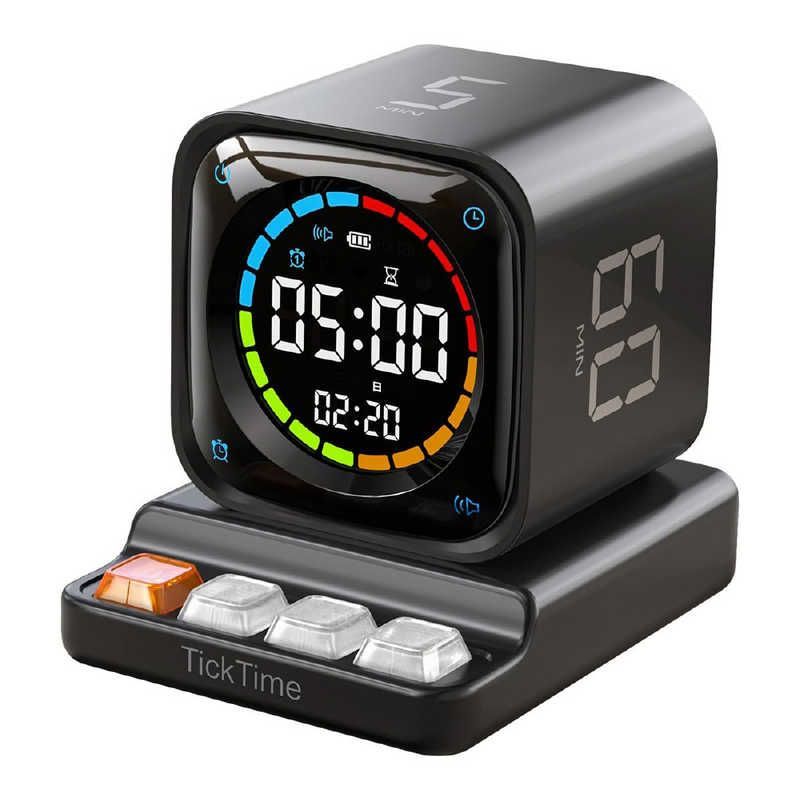 送料無料 ♥ 未開梱 LLANO llano TickTimer ポモドーロタイマー＋置き時計 生産性アップ 集中力向上 ミニPC風デザイン 5|10|30|60分 ブラック TK3-B