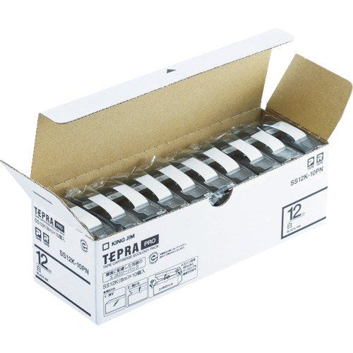 キングジム テプラPRO テープカートリッジ エコパック10個入 12mm 白 SS12K-10PN 1点