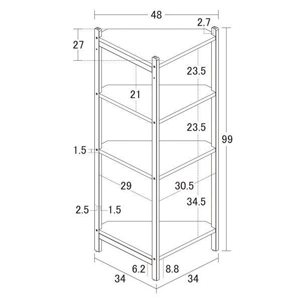 Bambooコーナーラック4段 組立式 WWW_KANDAIZUMI_COM