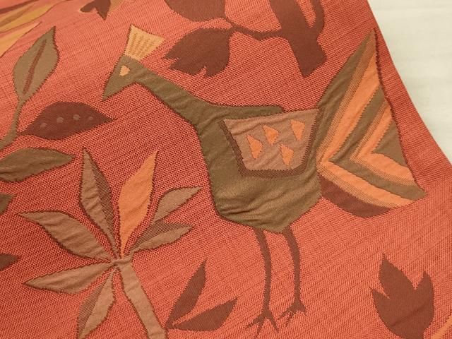 平和屋着物○名門木屋太 今河織物 六通柄袋帯 花鳥文 正絹 逸品  