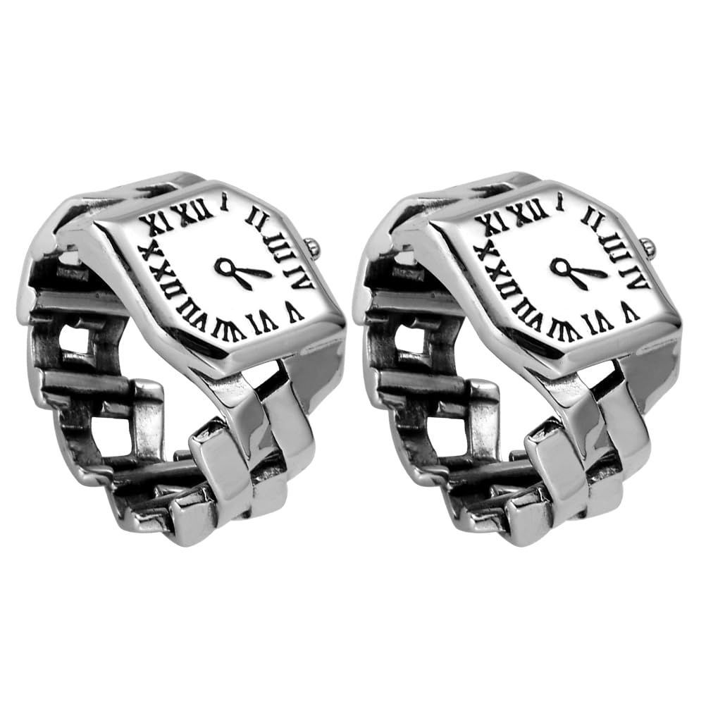 【人気商品】リングウォッチ シルバー レトロ ローマスタイル 指輪腕時計 ウォッチレディース ファッション オシャレ 時計数字 POPETPOP リングウォッチ 指飾り 2個 2.2X2.2X1.4CM 人気・おすすめ｜多用途・生活用品におすすめ 口コミ人気 即納