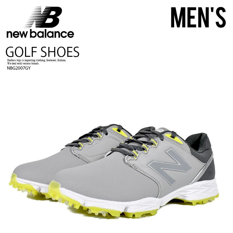 NEW BALANCE ニューバランス スパイク ゴルフシューズ STRIKER V3 ストライカー v3 メンズ ゴルフ ソフトスパイク 防水 GREY|YELLOW グレー|イエロー NBG2007GY