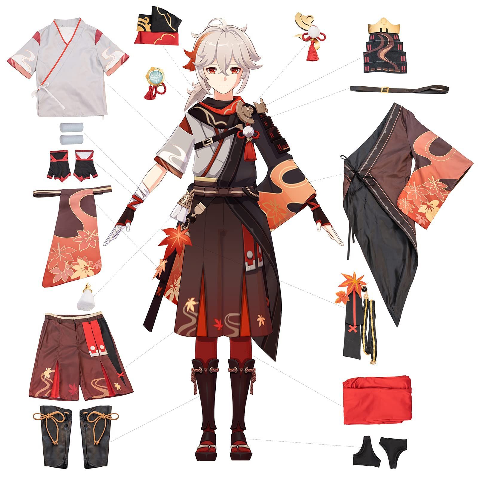 原神 楓原万葉 コスプレ衣装 Sサイズ ウィッグ付き