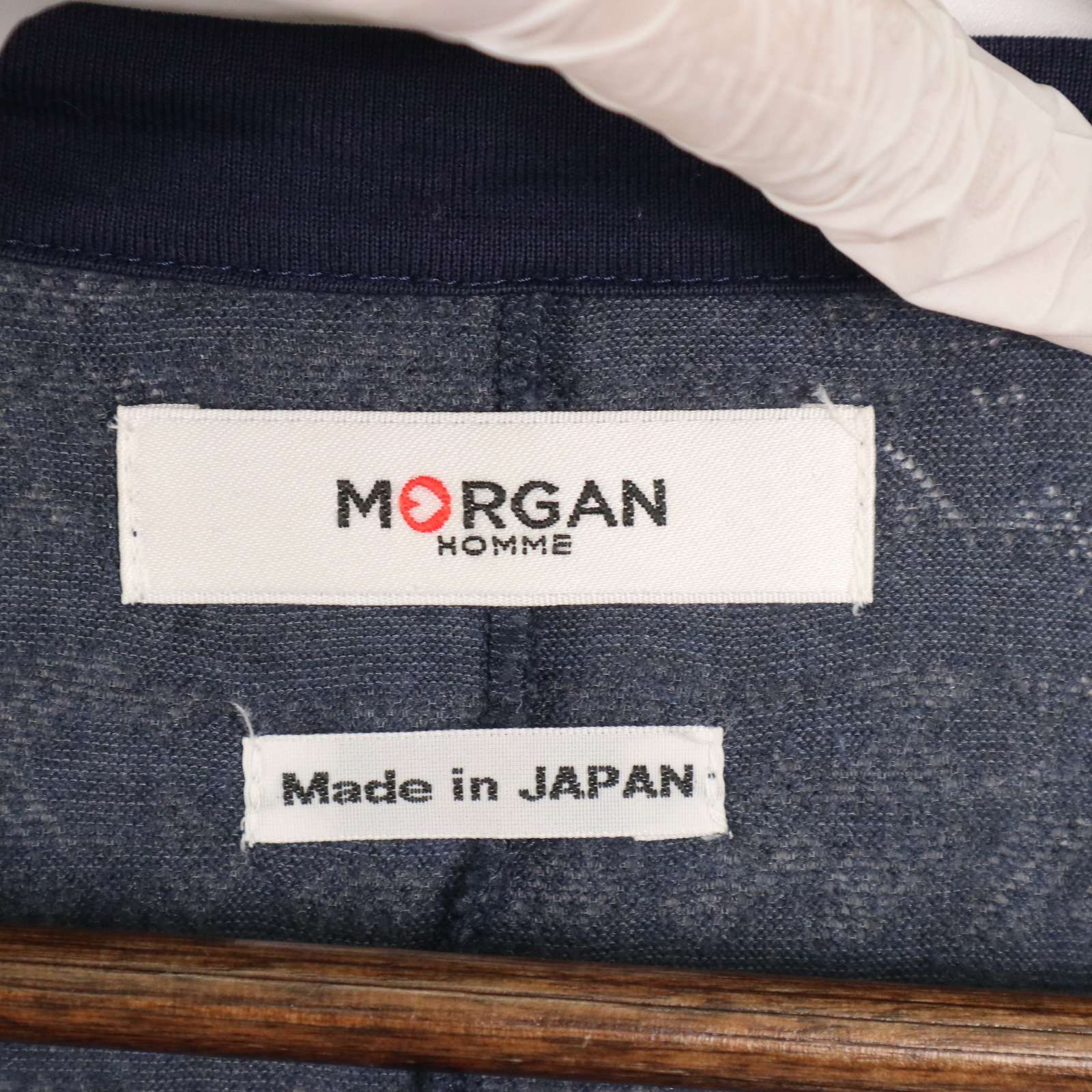 Morgan(モルガン) 凛としたネイビー色コンビネゾン MORGAN モルガン 通年☆ 総柄 ニット カーディガン 羽織り Sz.M