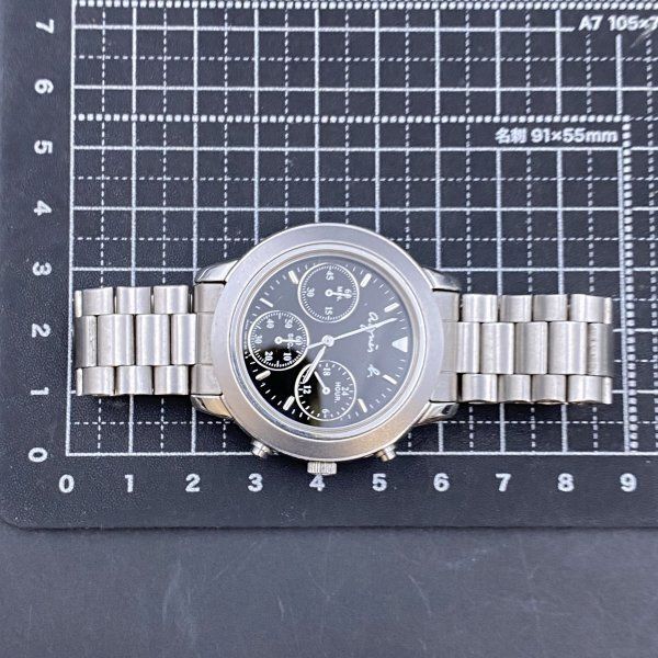G0412S24 可動 agnes b. アニエスベー クォーツ腕時計 アナログ ステンレス ブラック シルバー ステンレス V654-6100