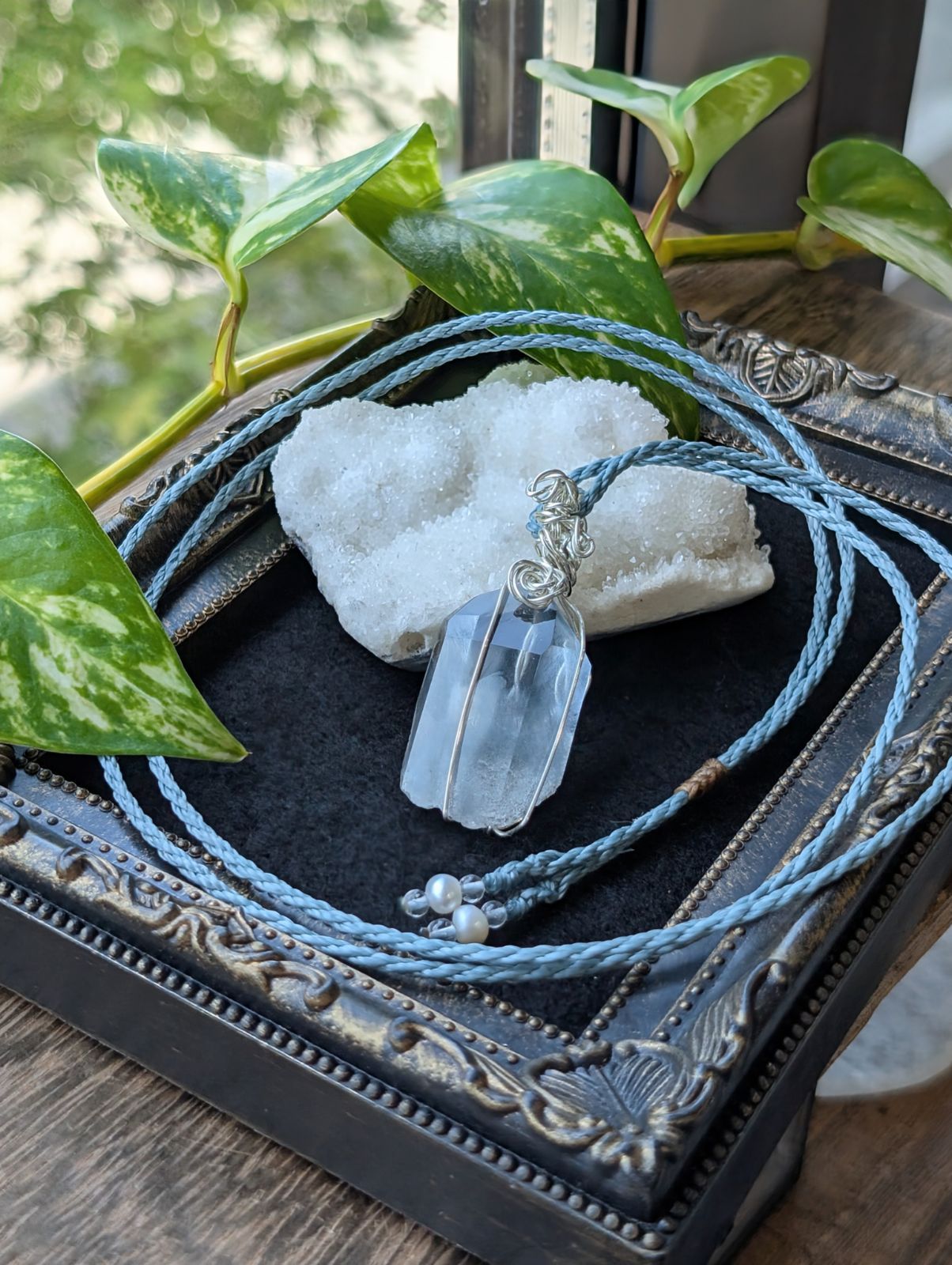 石 ブルーターラクォーツ ポイントタイプ ワイヤーネックレス 444 天然石ネックレス