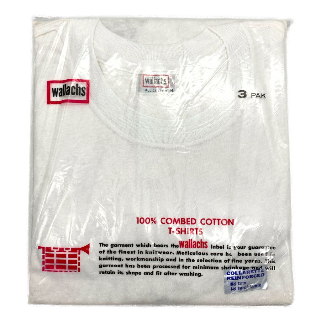 デッドストック 80年代 wallachs 無地 Ｔシャツ 3枚入り パックT ホワイト (メンズ M) 中古 古着 T2895