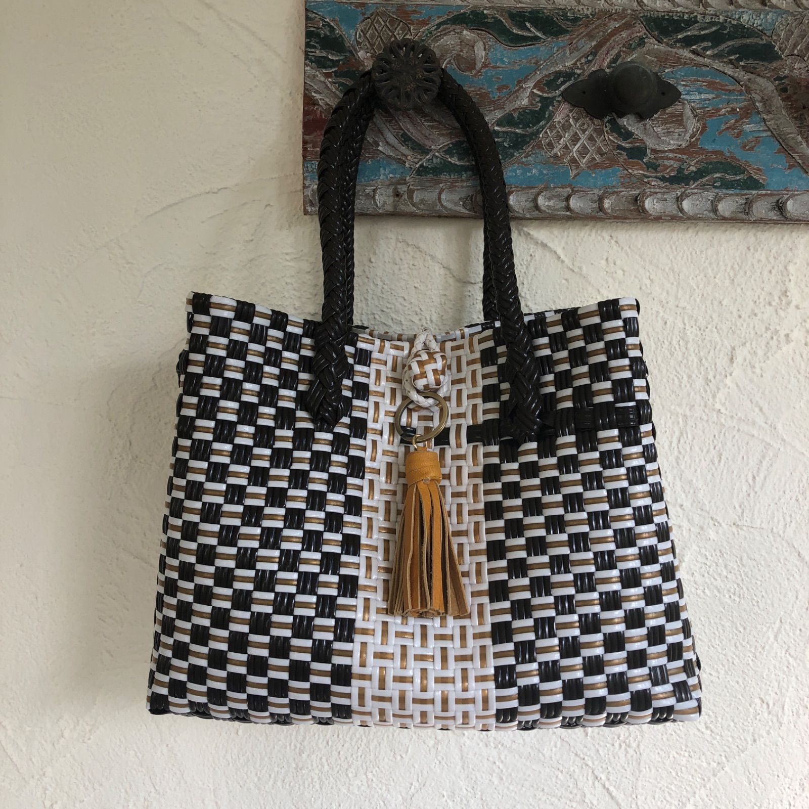 SALE／99%OFF】 プラカゴ トートバックLサイズ 皮のシルバータッセル 