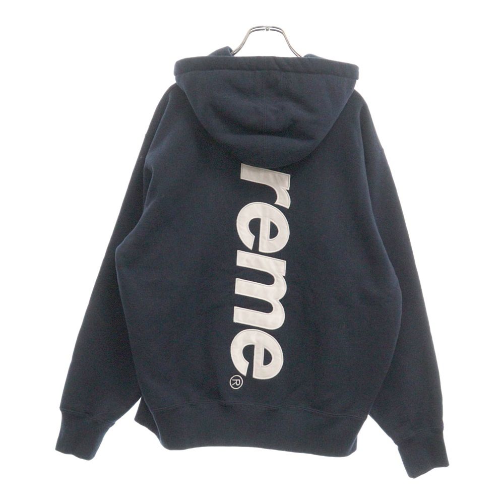 SUPREME (シュプリーム) 22AW Satin Applique Hooded Sweatshirt サテンアップリケロゴプルオーバーパーカー  ネイビー - メルカリ