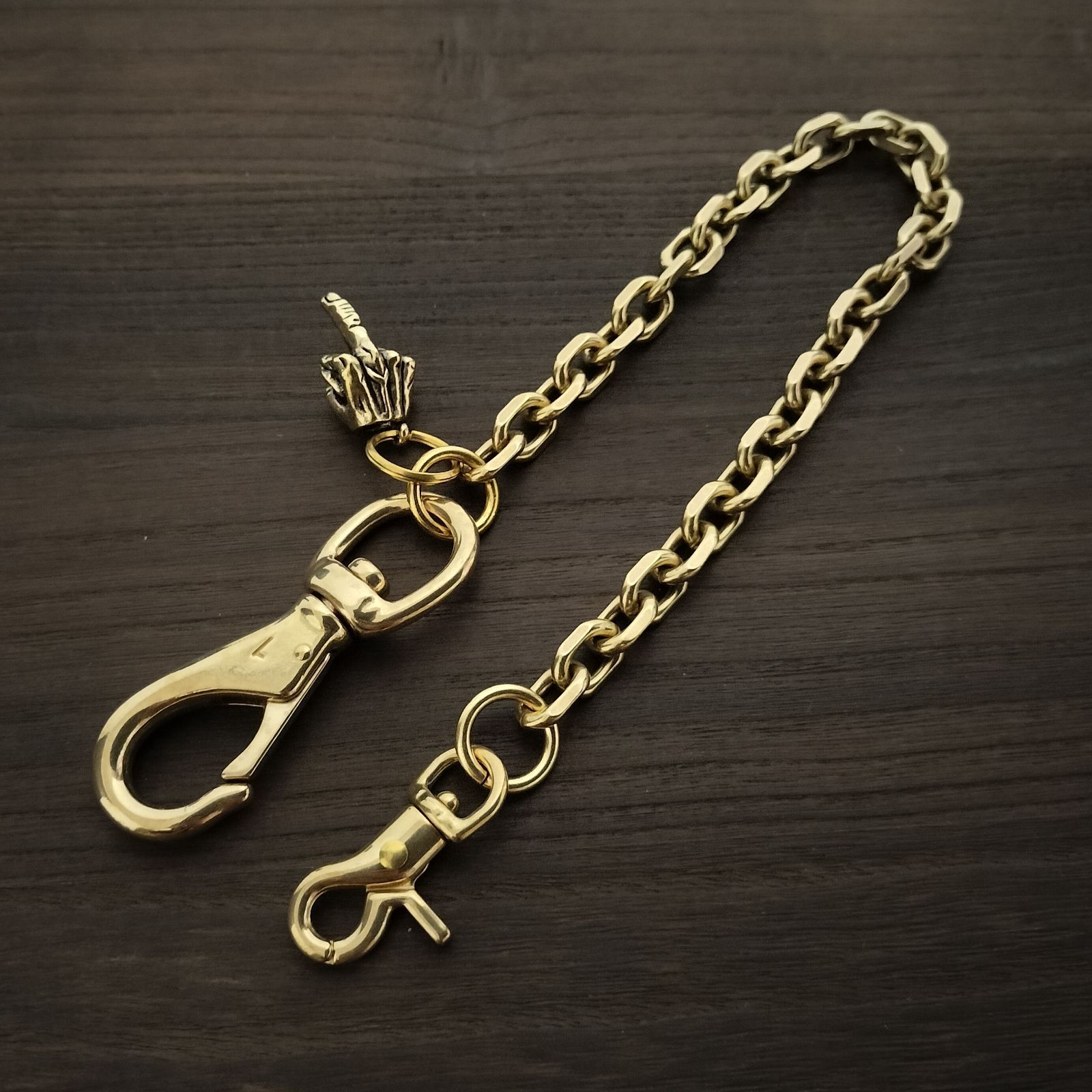 真鍮 燻し 13 ウォレットチェーン ヴィンテージ ブラス グレー トラッカー