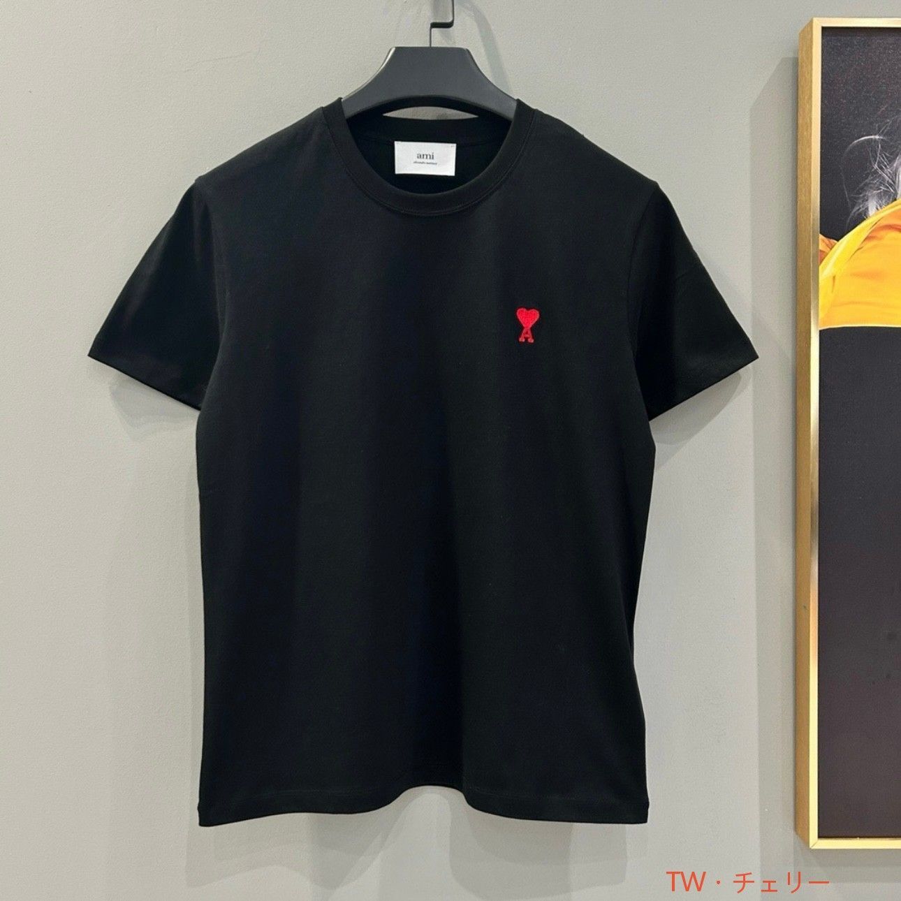 ami parisドハドハート刺繍入り ユニセックス半袖Tシャツ ami parisドハドハート刺繍入り ユニセックス半袖Tシャツ