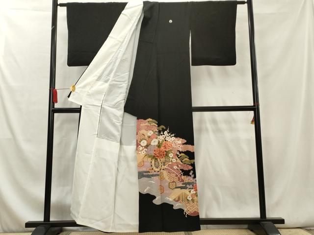 GON様ご確認用正絹黒留袖　作家物　花車文　金彩　② 平和屋着物□豪華黒留袖 刺繍 花車文 暈し染め 金彩 正絹 逸品