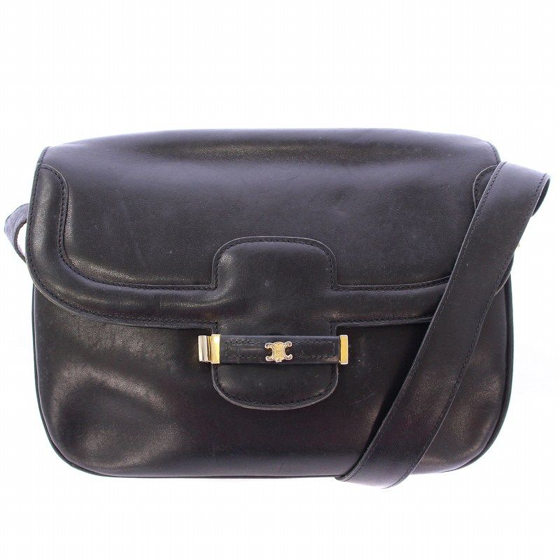 セリーヌ CELINE ショルダーバッグ レザー ロゴ トリオンフ 黒