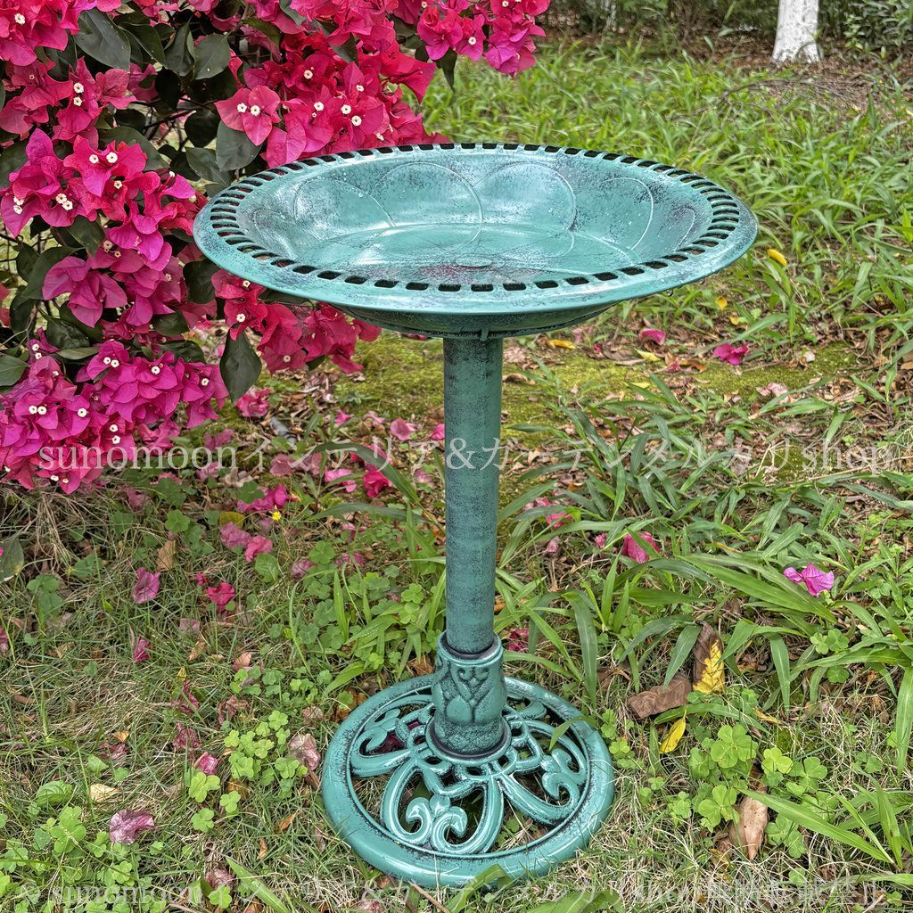 ガーデニング ガーデンオブジェ 雑貨 バードバス ブロンズ ガーデン雑貨 グリーン バードウォッチング 庭 ガーデン 4-7 おしゃれ PP素材 ガーデンインテリア インテリア お洒落 野鳥 庭の装飾