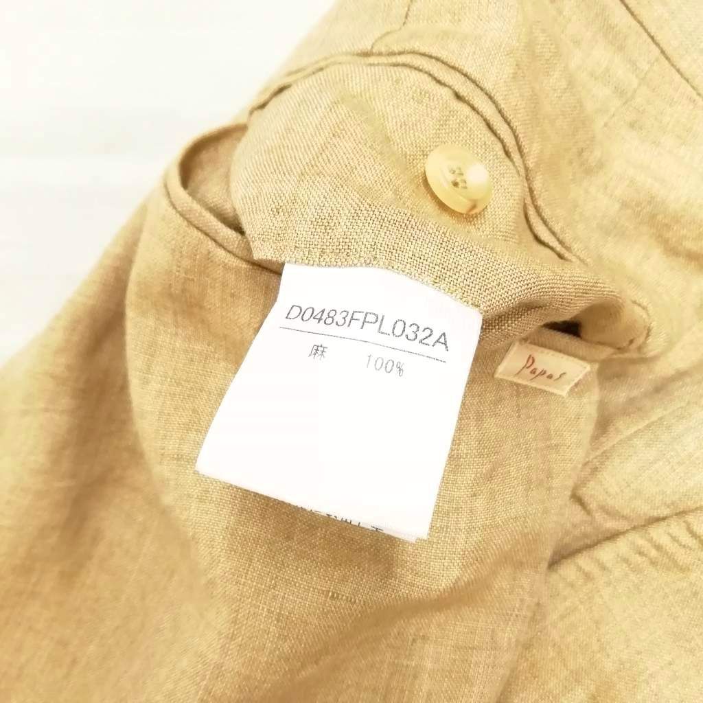パパス Papas リネン タック パンツ スラックス トラウザー 美品