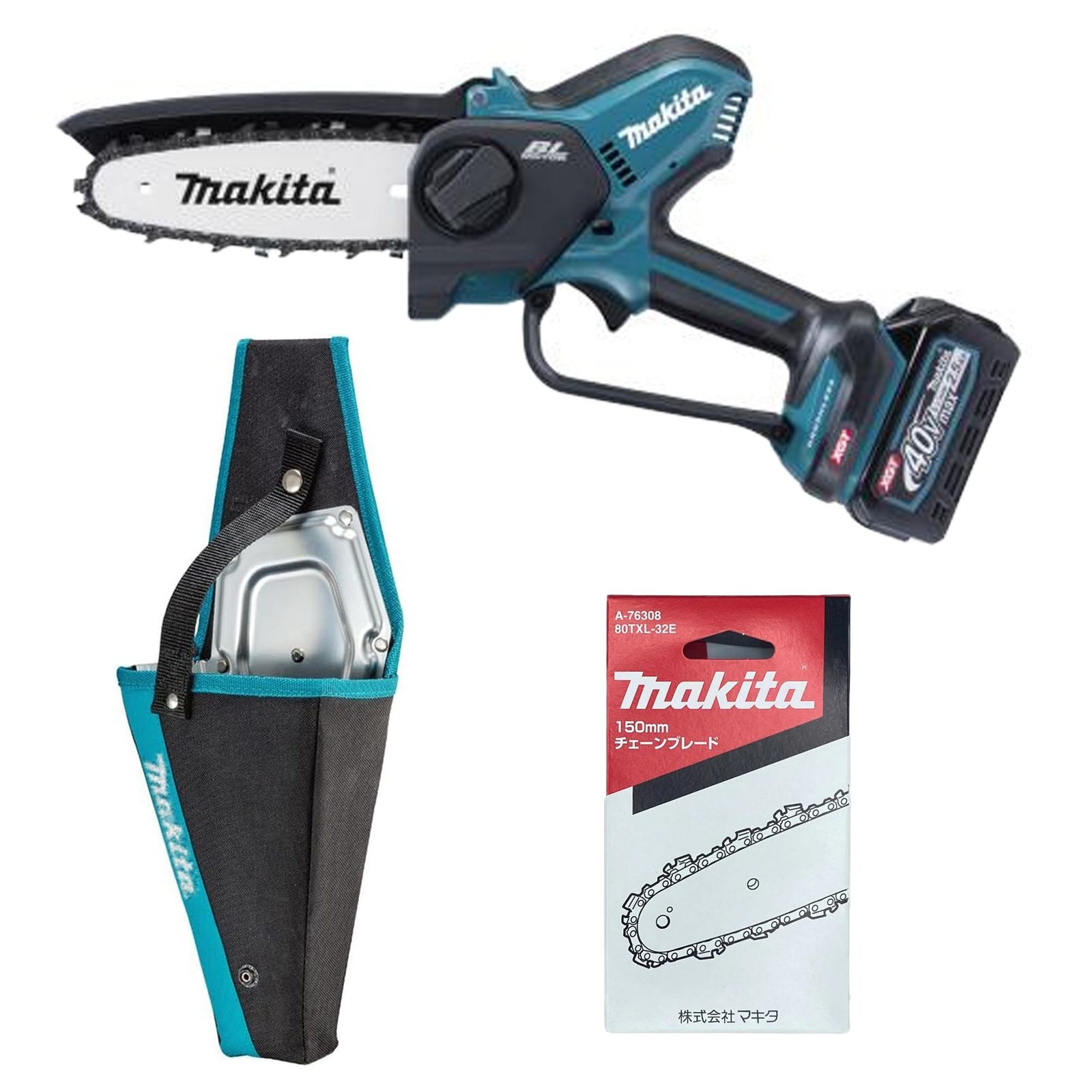 マキタ makita MUC029GRD 充電式 小型 チェーンソー ハンディソー 替刃 ホルスターセット ガイドバー 150mm 40V バッテリー|充電器セット