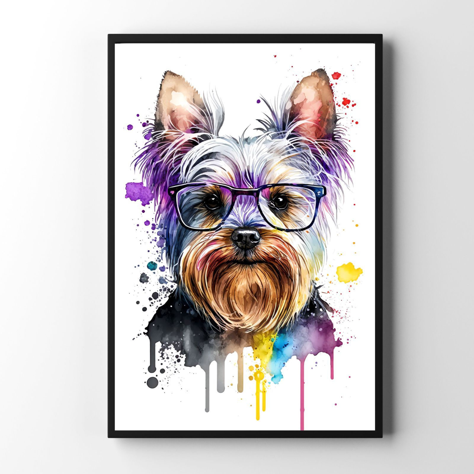 PET182】ヨークシャーテリア（ヨーキー) 水彩 いぬの絵 カッコイイ犬 