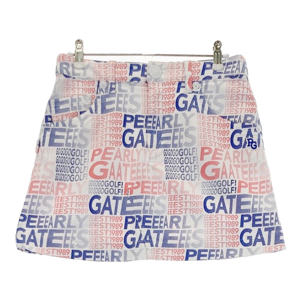 サイズ 0 PEARLY GATES パーリーゲイツ 2025年モデル ストレッチスカート ロゴ 総柄 ホワイト系 240101351059 ゴルフウェア レディース ストスト