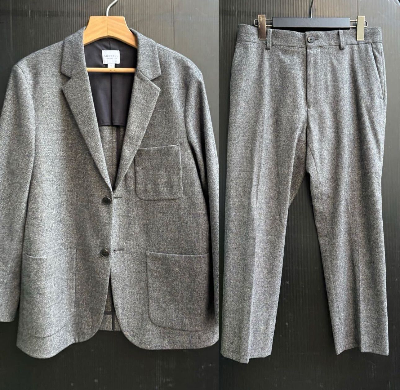 SUNSPEL サンスペル カシミヤ混 ウール セットアップ 2B テーラード ジャケット 572-0220501 ＆ スラックス 572-0242506 日本製