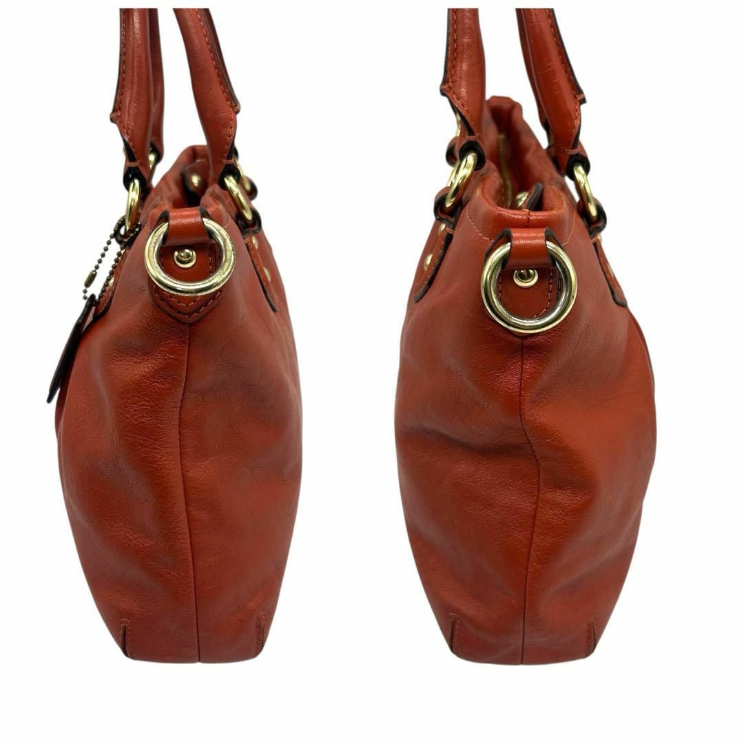 良品 1264 Coach ハンドバッグ 2way レザー レッド ゴールド金具