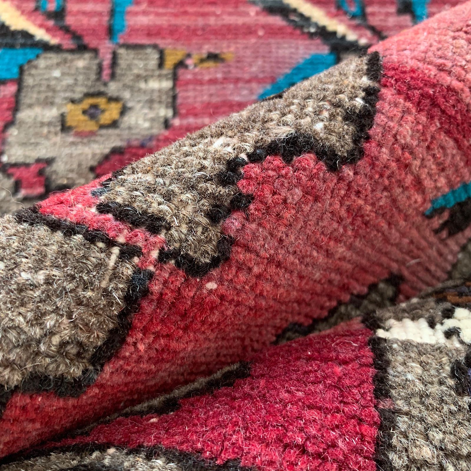 大判　256×126 ワインレッド　マットグレー　グラデ　トルコヴィンテージラグ 大判 256×126 ワインレッド マットグレー グラデ トルコ