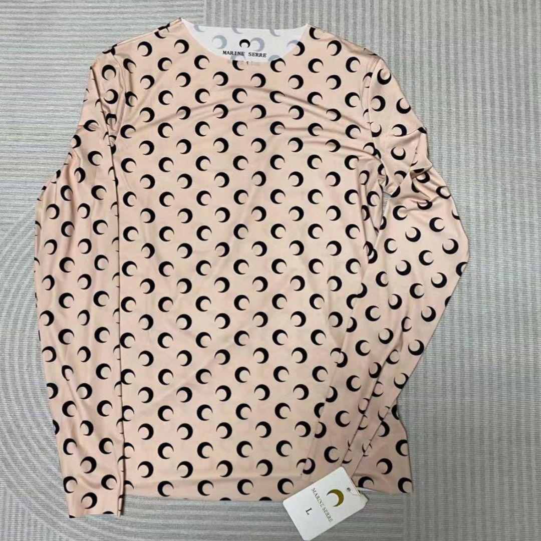 MARINE SERRE 月模様 長袖トップス マリーンセル 長袖Tシャツ 総柄 月 レディース SIZE S (S