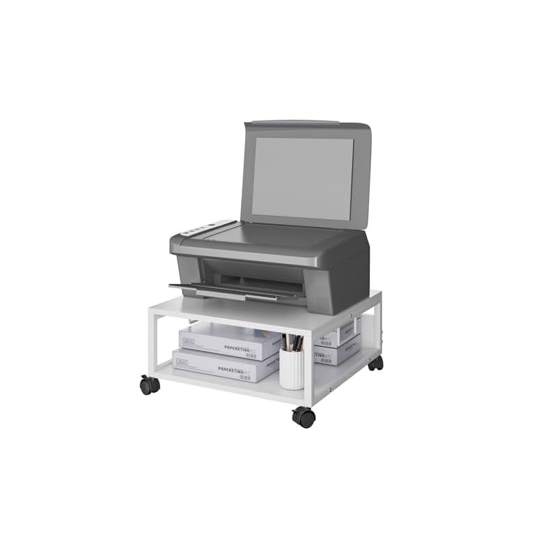 IBUYKE プリンターラック 2段 キャスター付き プリンターラック 50 x 50 x 24cm プリンター台 省スペース プリンターラック ワゴン デスク下収納 木製プリンターラック 総耐荷重88.2lb(40kg) 高荷重 