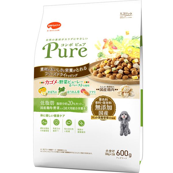 同梱不可 12個セット 日本ペットフード コンボ ピュア ドッグ 低脂肪 600g