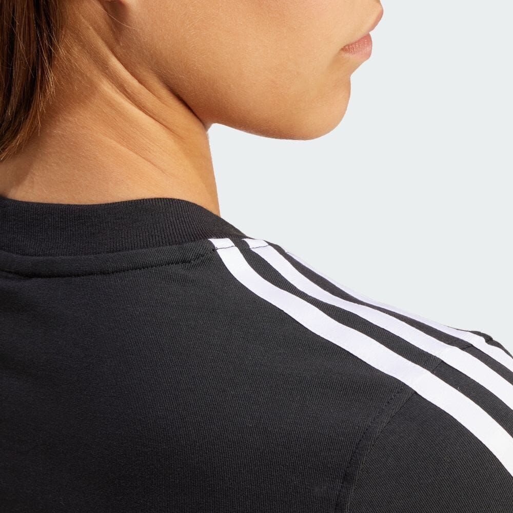 (アディダスオリジナルス) adidas Originals スリーストライプス Ｖネック スリム半袖Ｔシャツ レディース KMZ73 IU2416 WOMEN 3-STRIPES V‐NECK SLIM SHORT‐SLEEVE BLACK